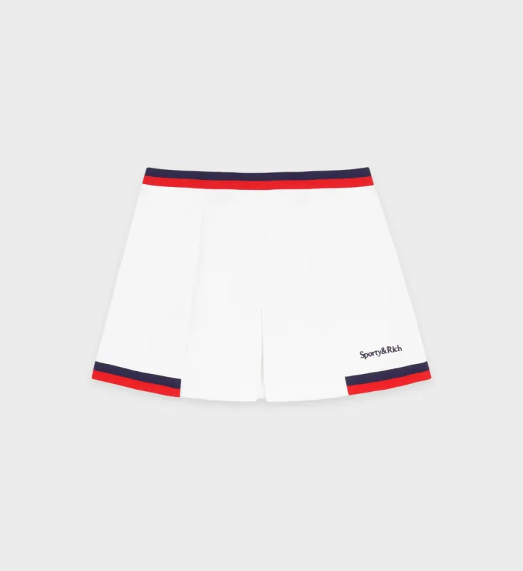 Serif Logo Mila Skirt - White/Navy/Red sold by Sporty and Rich