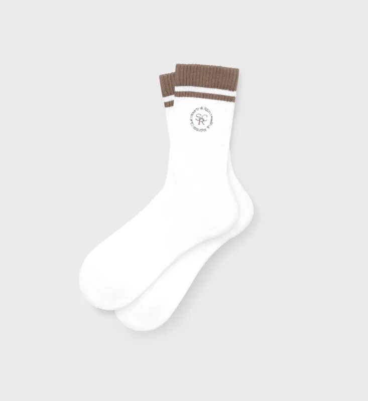 SRHWC Socks - White/Espresso sold by Sporty and Rich