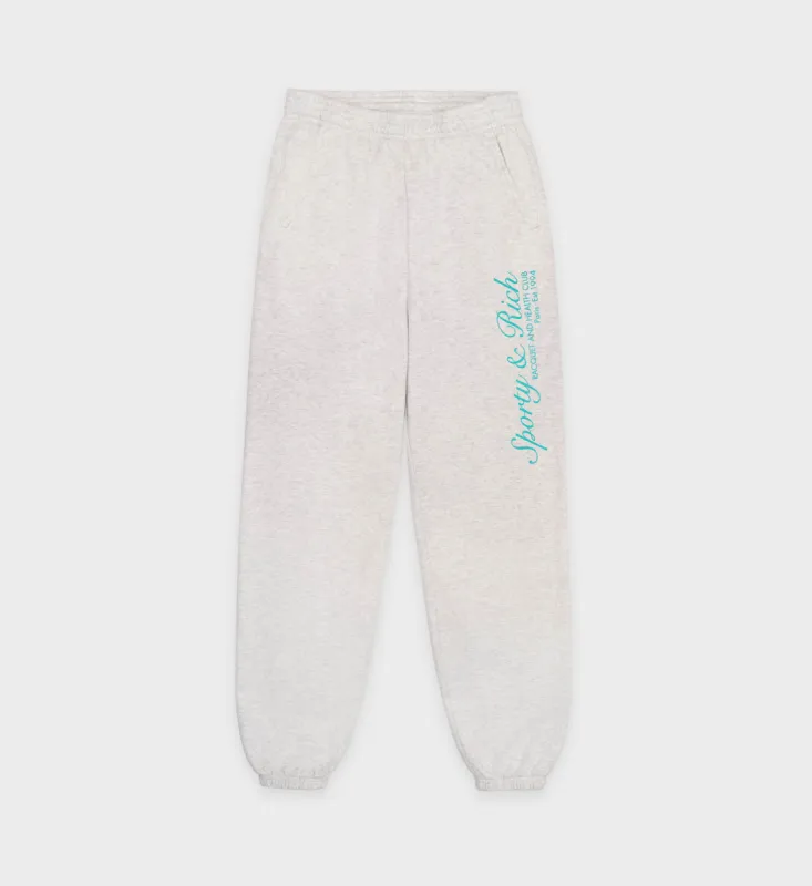 French Sweatpant - Heather Gray/Aquamarine sold by Sporty and Rich