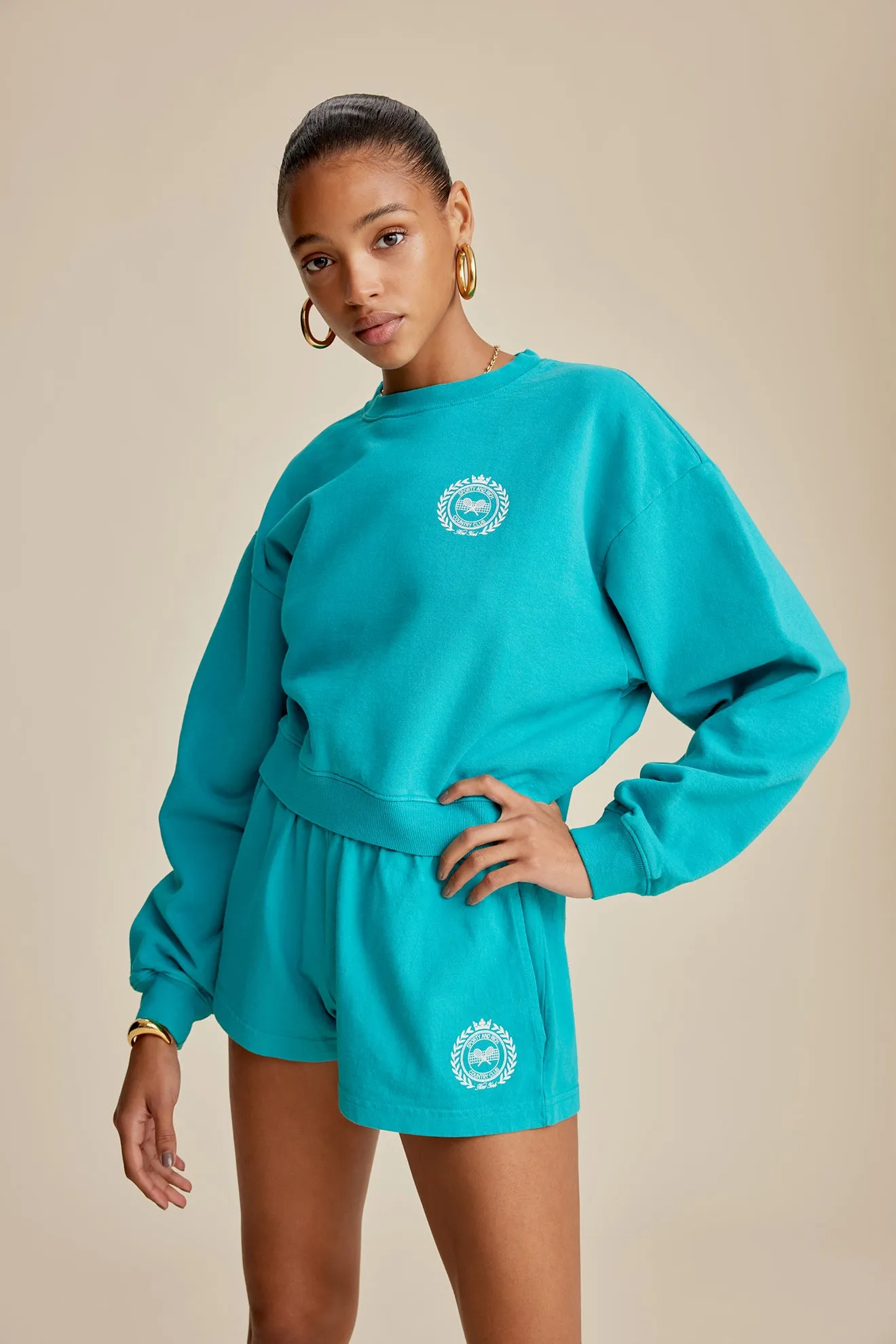 NY Country Club Cropped Crewneck - Teal sold by Sporty and Rich product image thumbnail 5