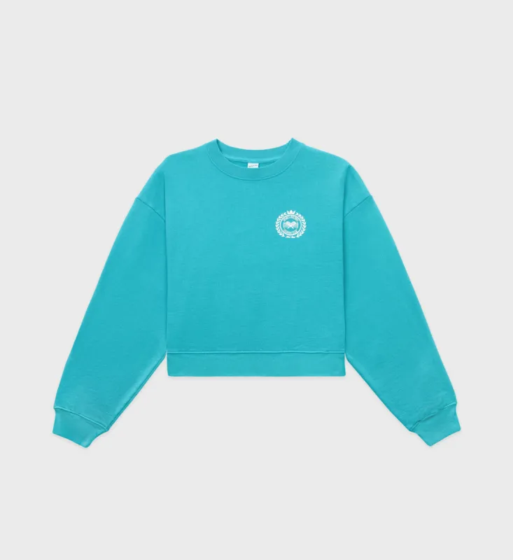 NY Country Club Cropped Crewneck - Teal sold by Sporty and Rich