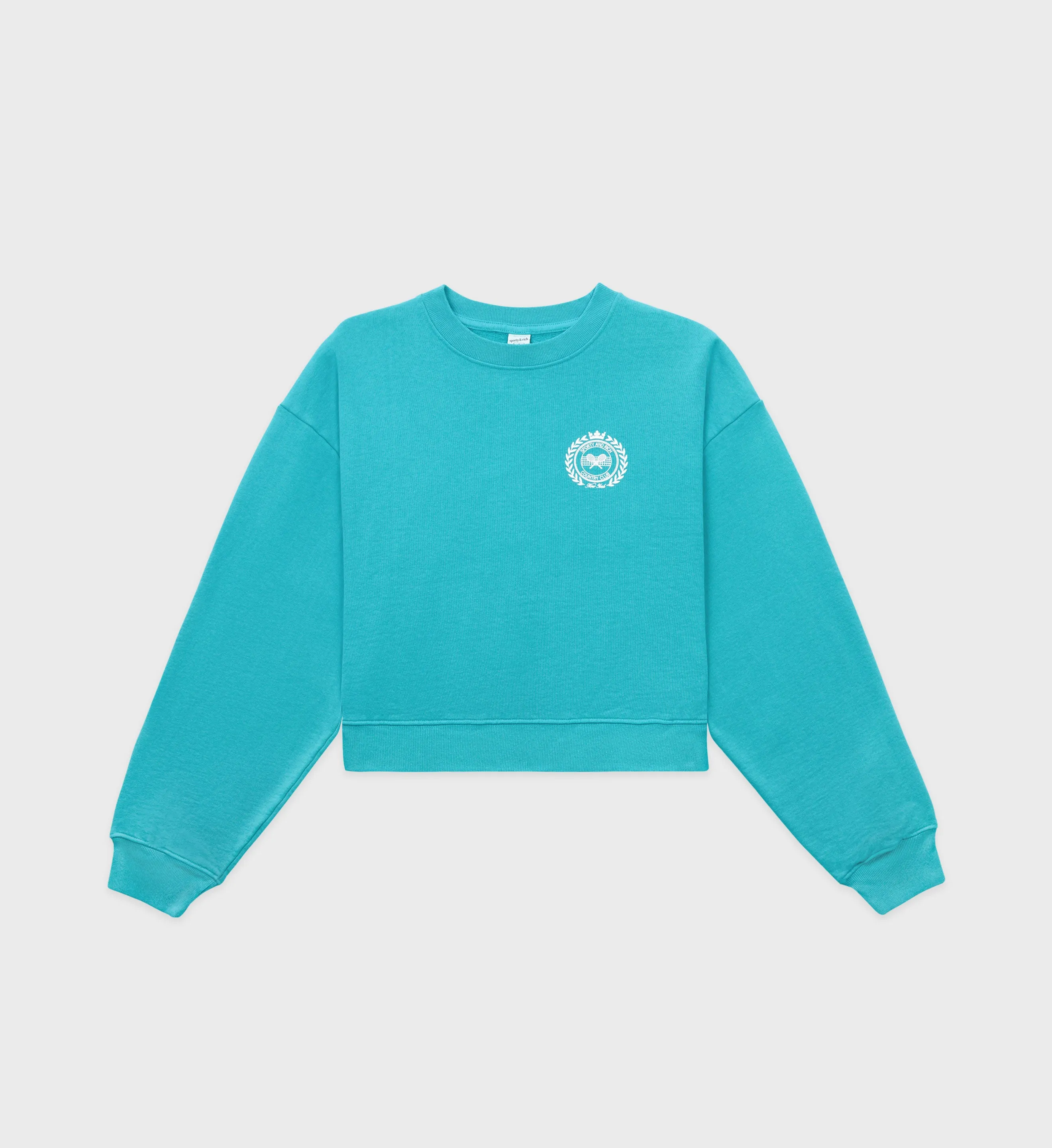 NY Country Club Cropped Crewneck - Teal sold by Sporty and Rich