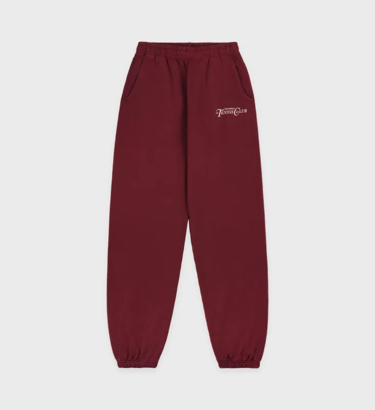 Rizzoli Tennis Sweatpant - Merlot/White sold by Sporty and Rich