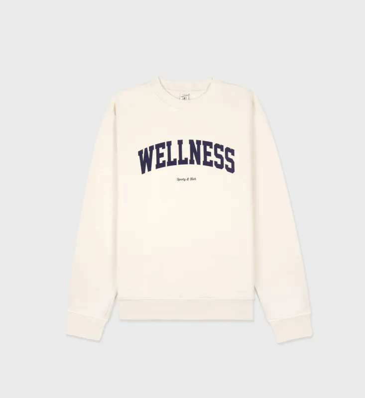 Wellness Ivy Crewneck - Cream/Navy sold by Sporty and Rich