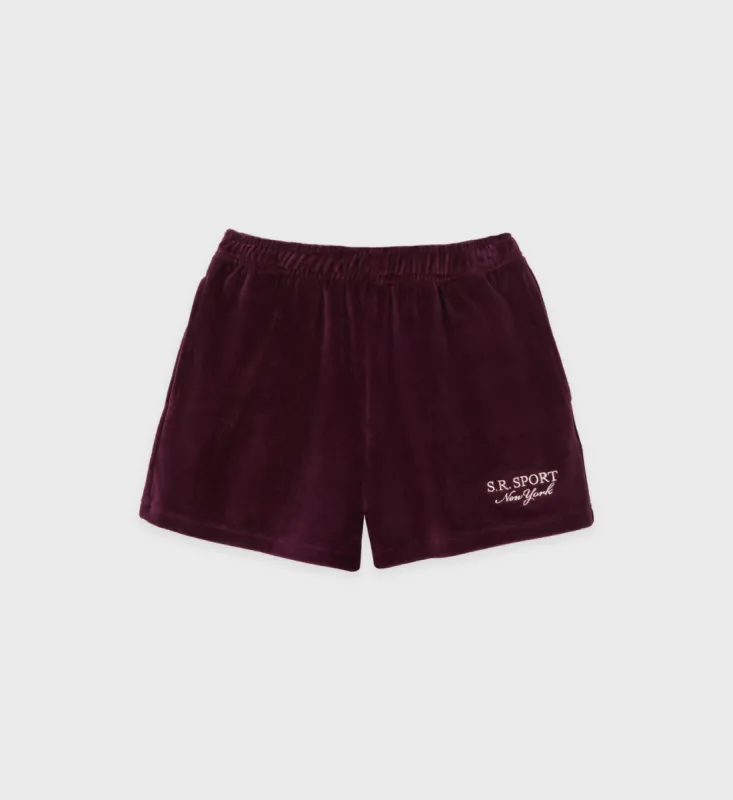 SR Sport Velour Short - Merlot sold by Sporty and Rich