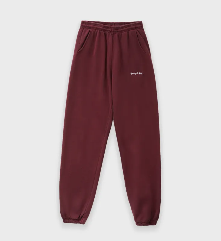 Classic Logo Sweatpants - Merlot sold by Sporty and Rich