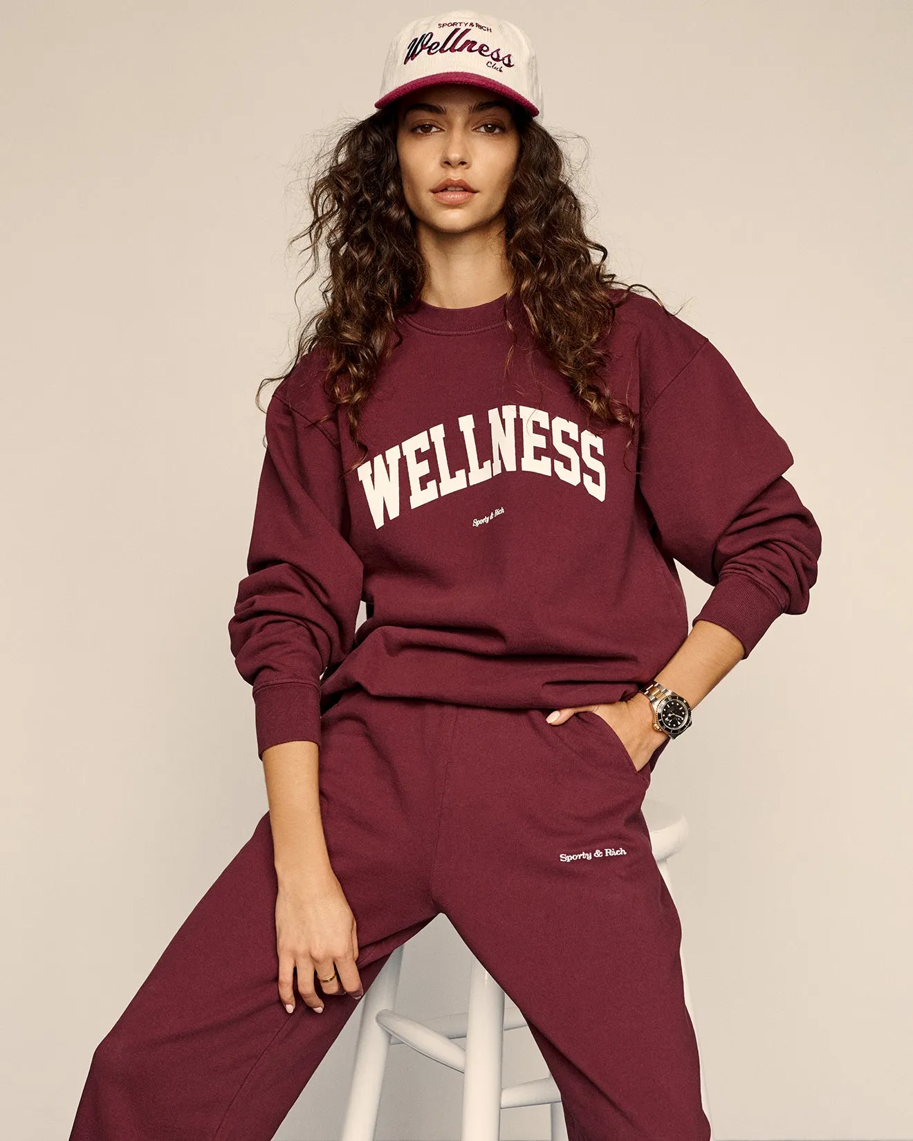Classic Logo Sweatpants - Merlot sold by Sporty and Rich product image thumbnail 5