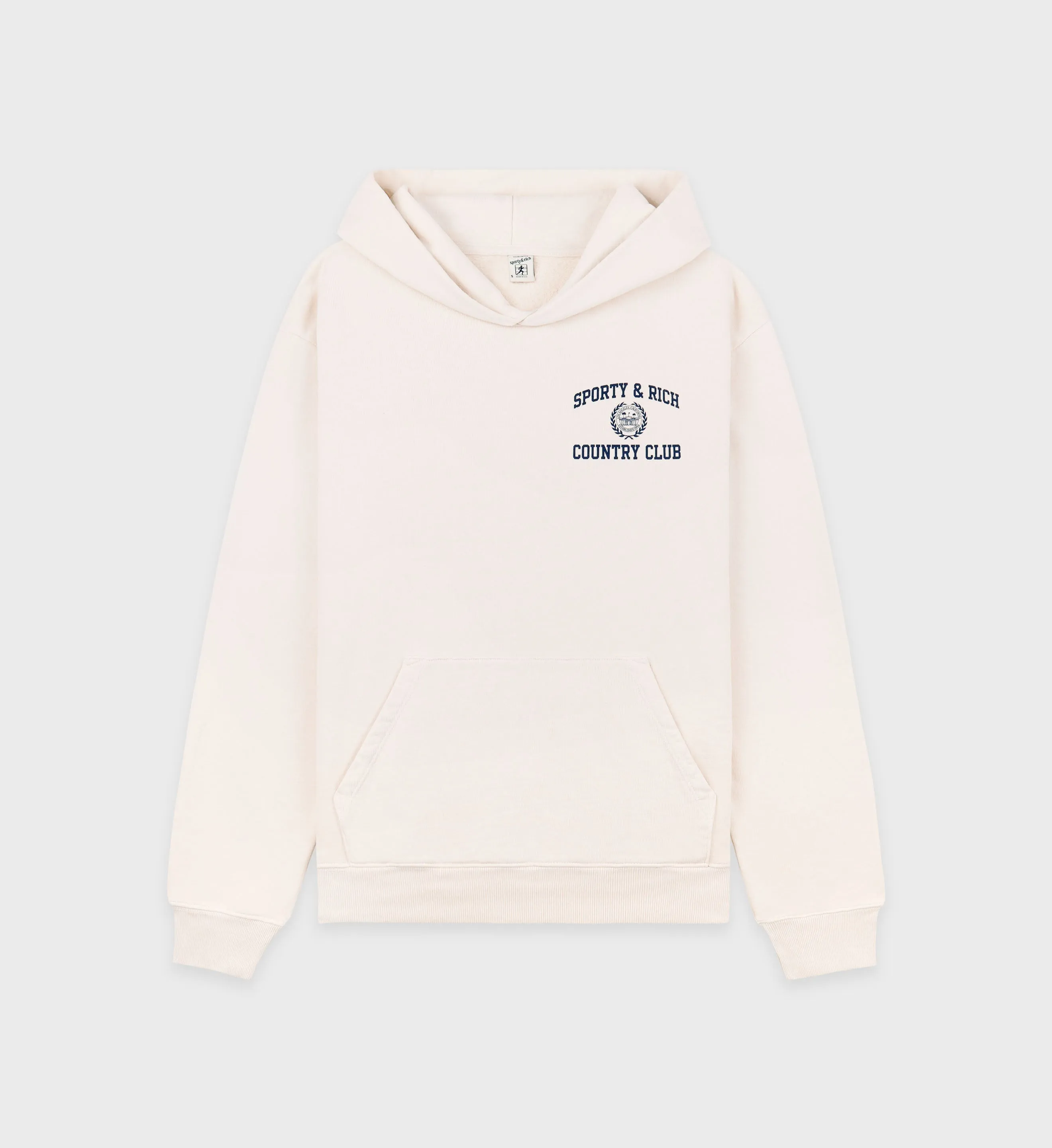 Varsity Crest Hoodie - Cream/Navy sold by Sporty and Rich
