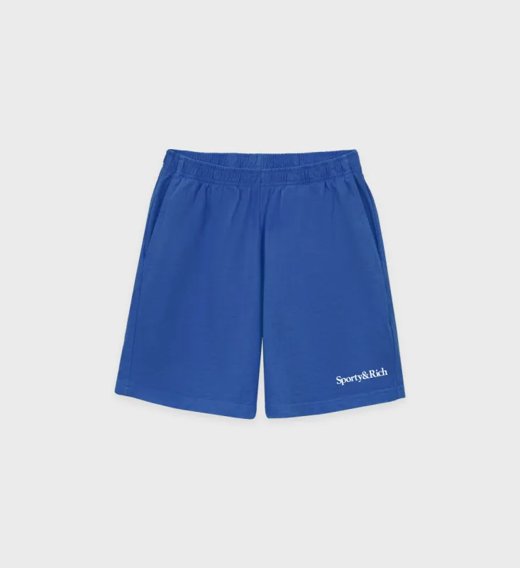 Serif Logo Gym Short - Imperial Blue/White sold by Sporty and Rich