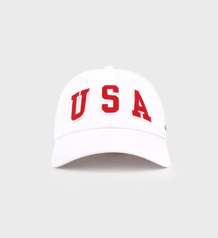 USA Hat - White/Sports Red/ Navy sold by Sporty and Rich