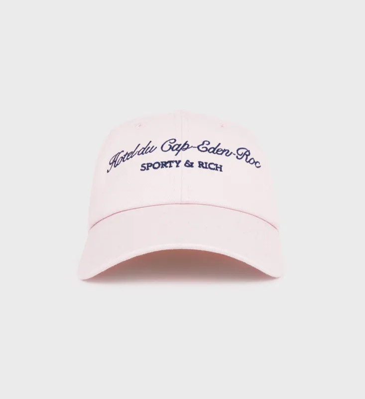 Hotel du Cap Cursive Hat - Eden Pink/Navy sold by Sporty and Rich