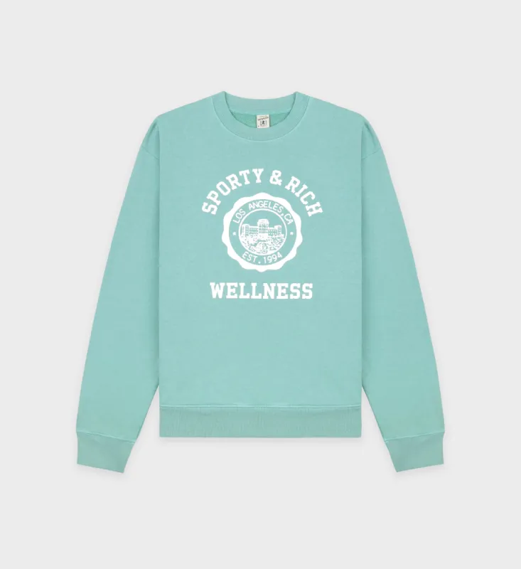 Emblem Crewneck - Aquamarine/White sold by Sporty and Rich