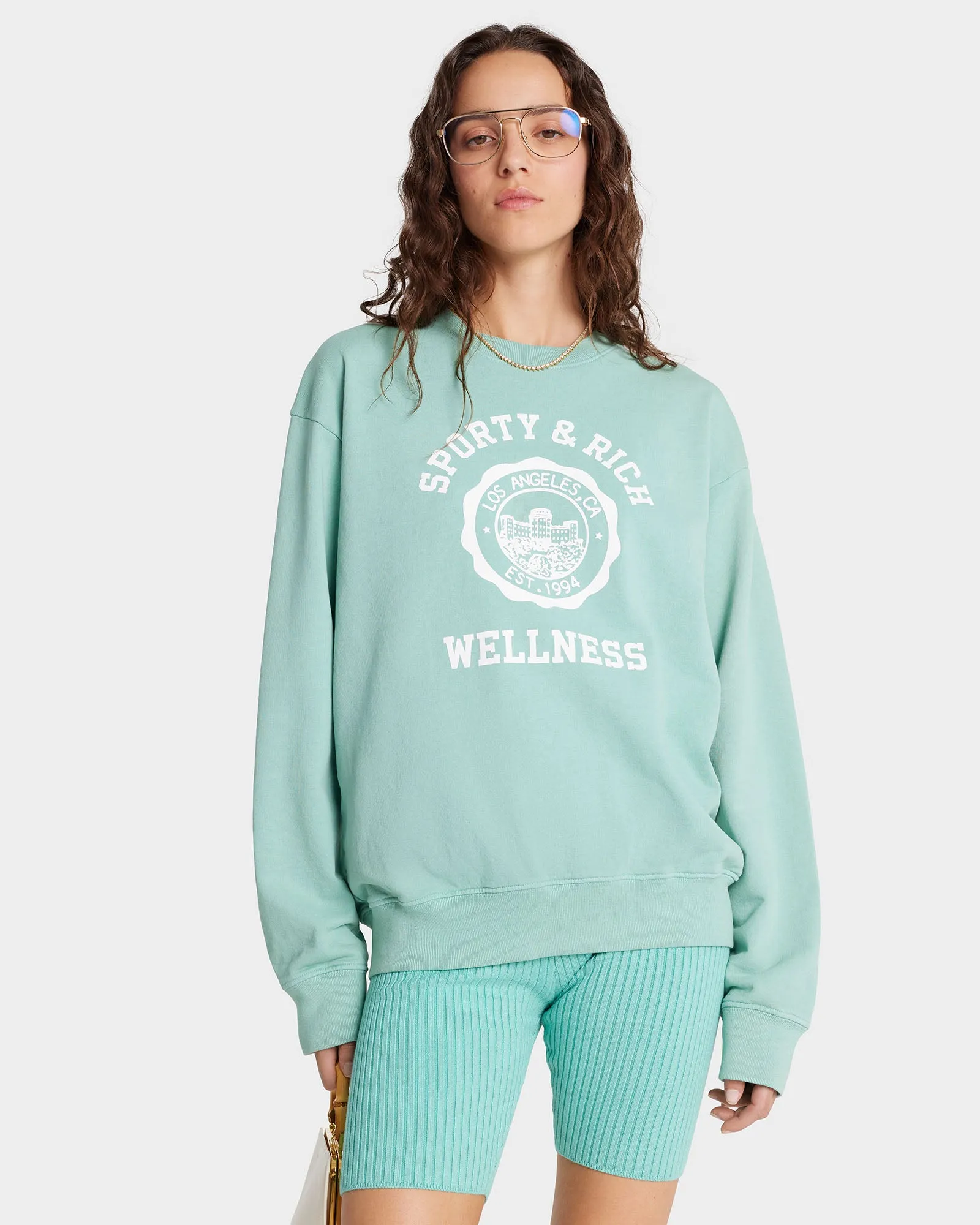 Emblem Crewneck - Aquamarine/White sold by Sporty and Rich product image thumbnail 4