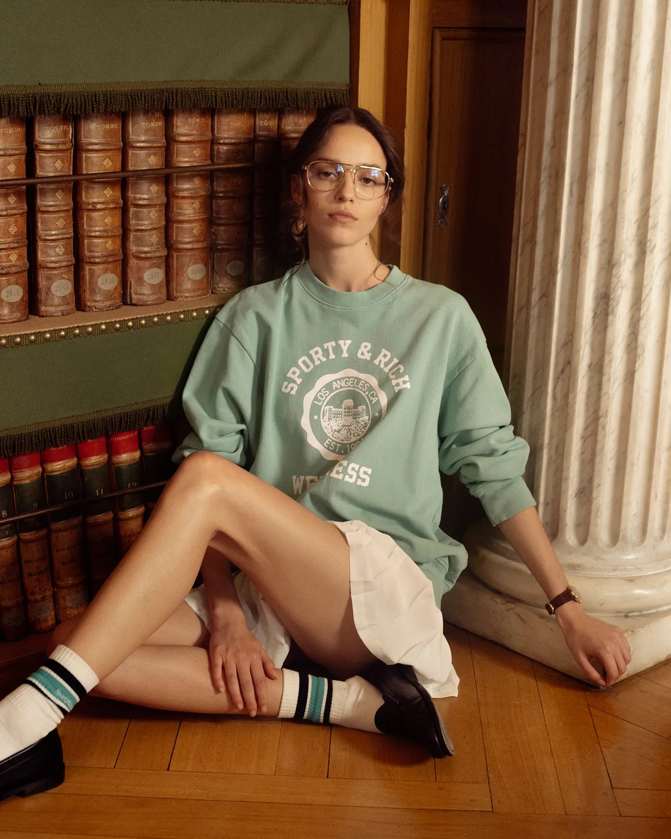 Emblem Crewneck - Aquamarine/White sold by Sporty and Rich product image thumbnail 5