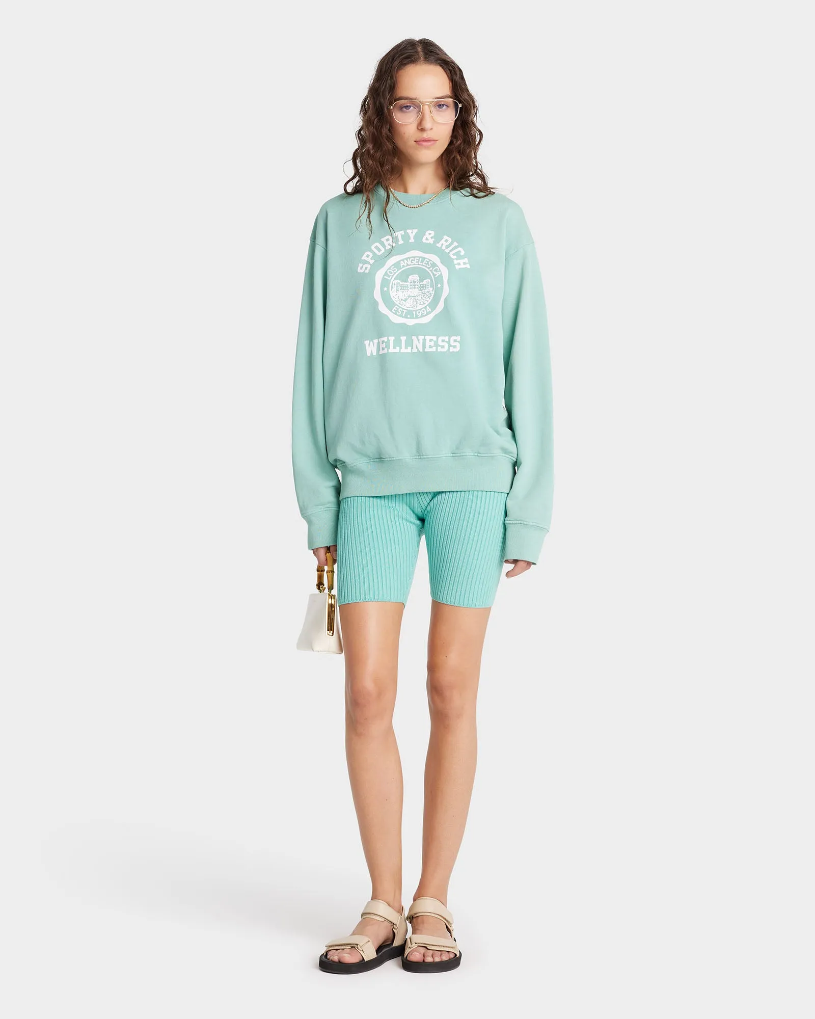 Emblem Crewneck - Aquamarine/White sold by Sporty and Rich product image thumbnail 3