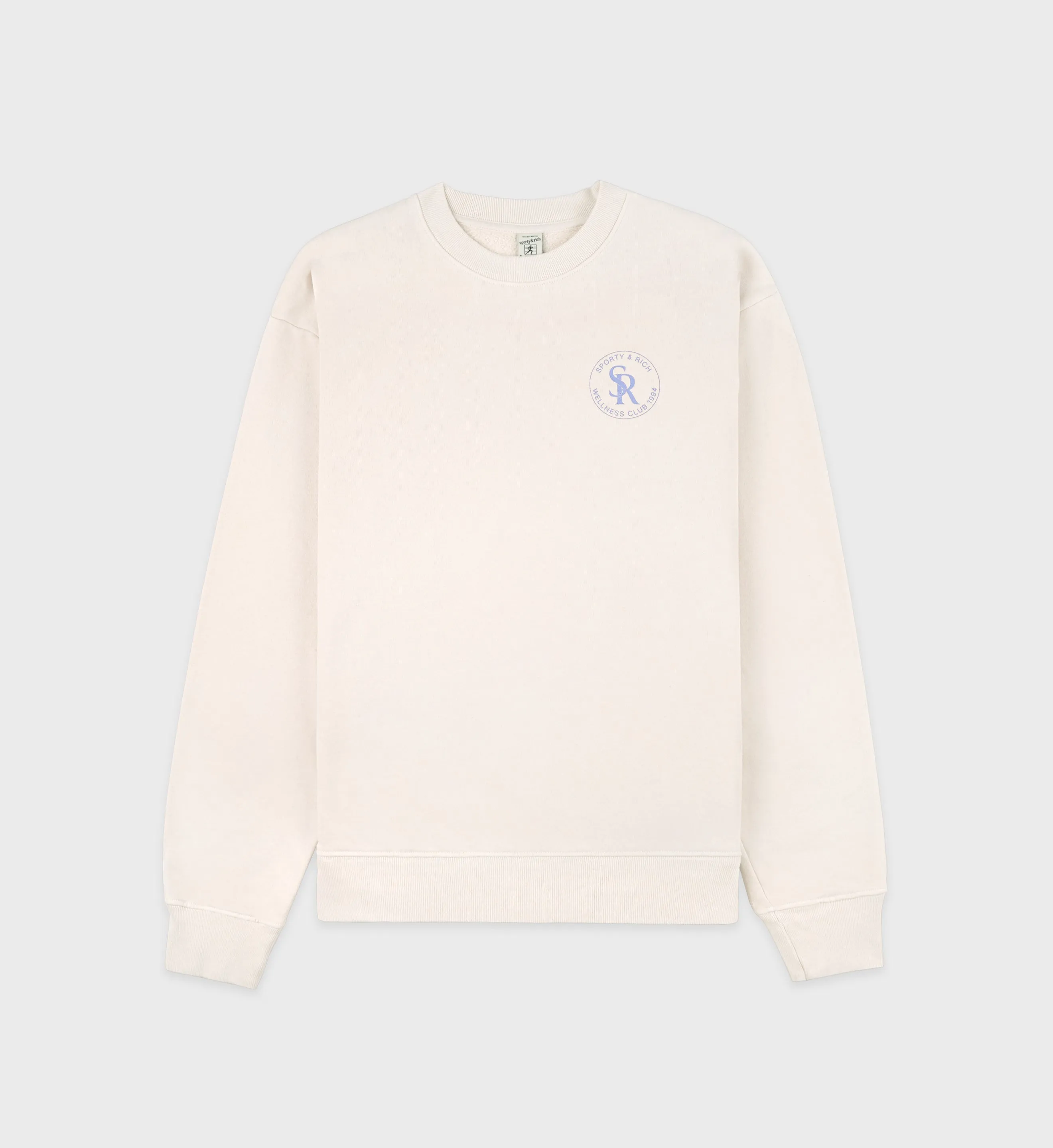 S&R Crewneck - Cream/Sky Blue sold by Sporty and Rich