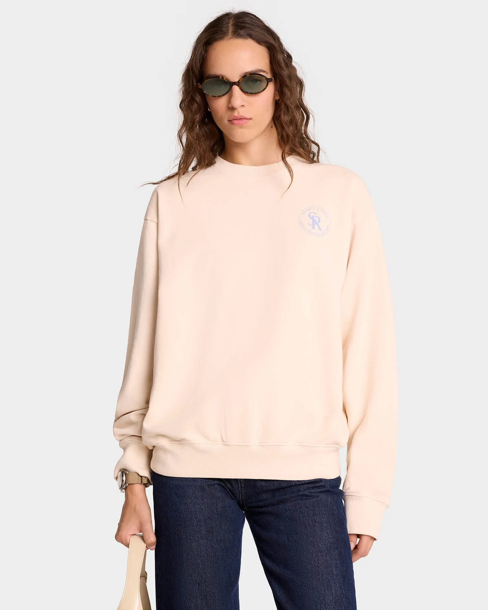 S&R Crewneck - Cream/Sky Blue sold by Sporty and Rich product image thumbnail 4