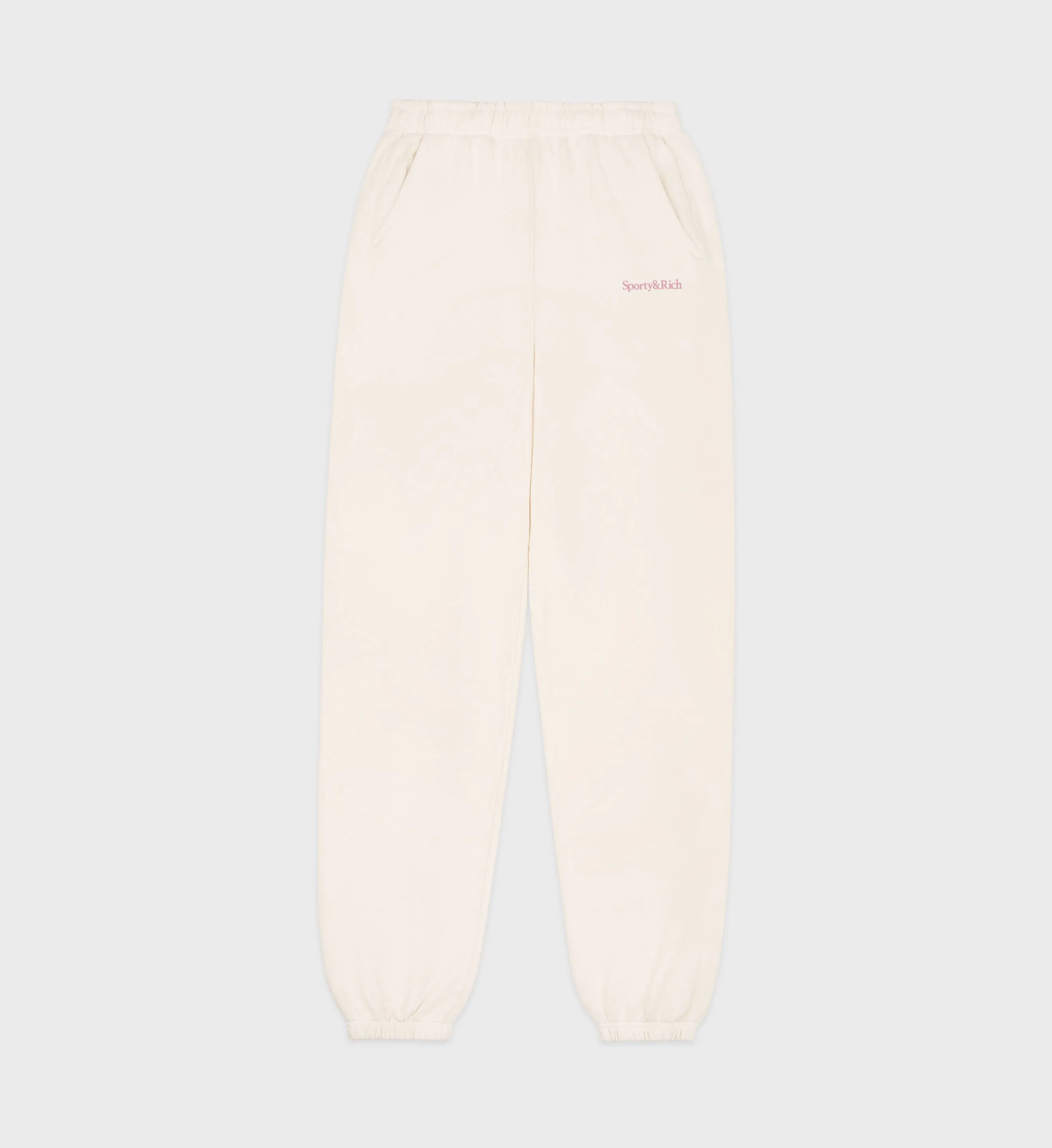 Serif Logo Sweatpant - Cream sold by Sporty and Rich