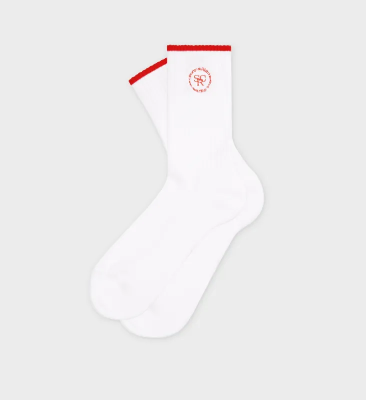 SRHWC Socks - White/Bright Red sold by Sporty and Rich
