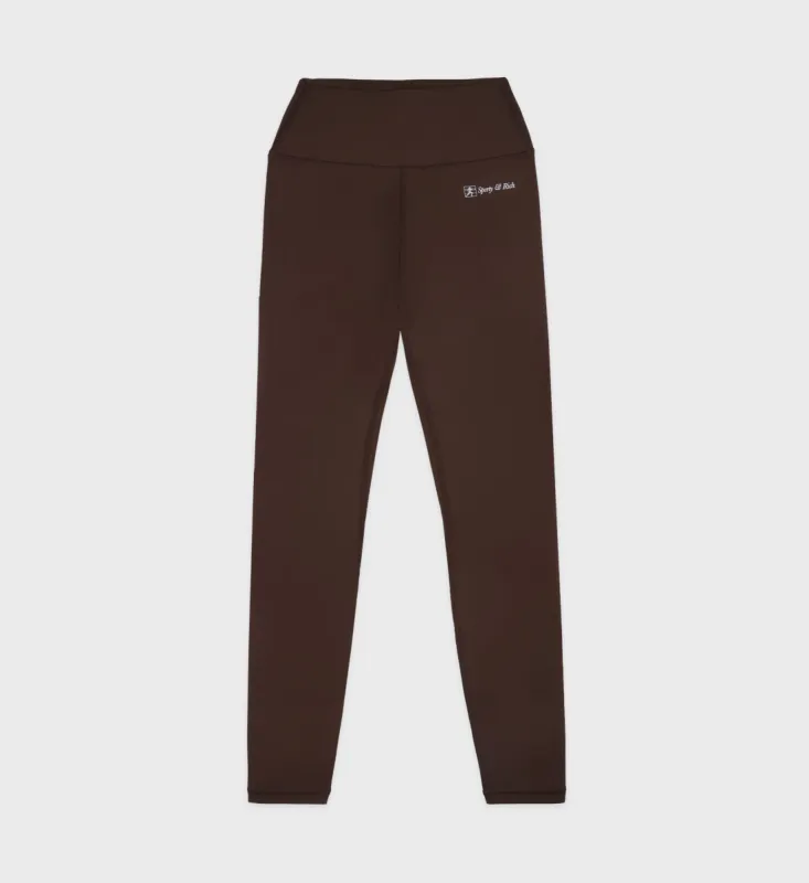 Runner Script Leggings - Chocolate/White sold by Sporty and Rich