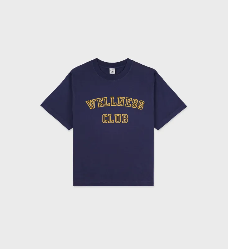 Wellness Club Cropped Tee - Navy/Gold sold by Sporty and Rich