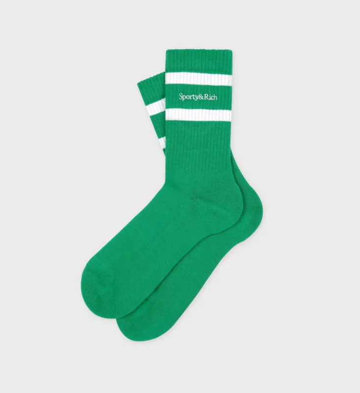 Serif Logo Socks - Verde/White sold by Sporty and Rich