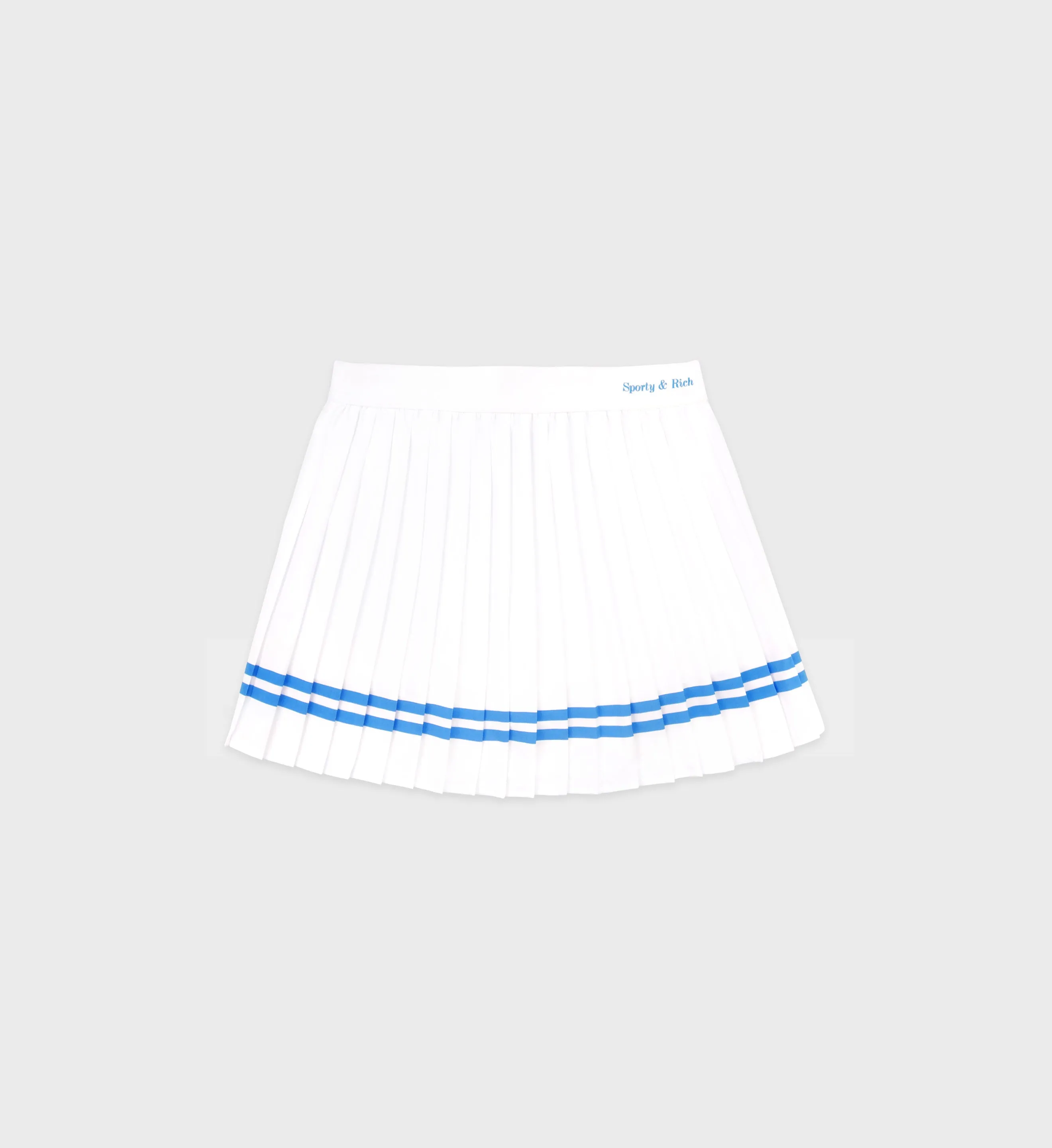 Classic Logo Pleated Skirt - White/French Blue sold by Sporty and Rich