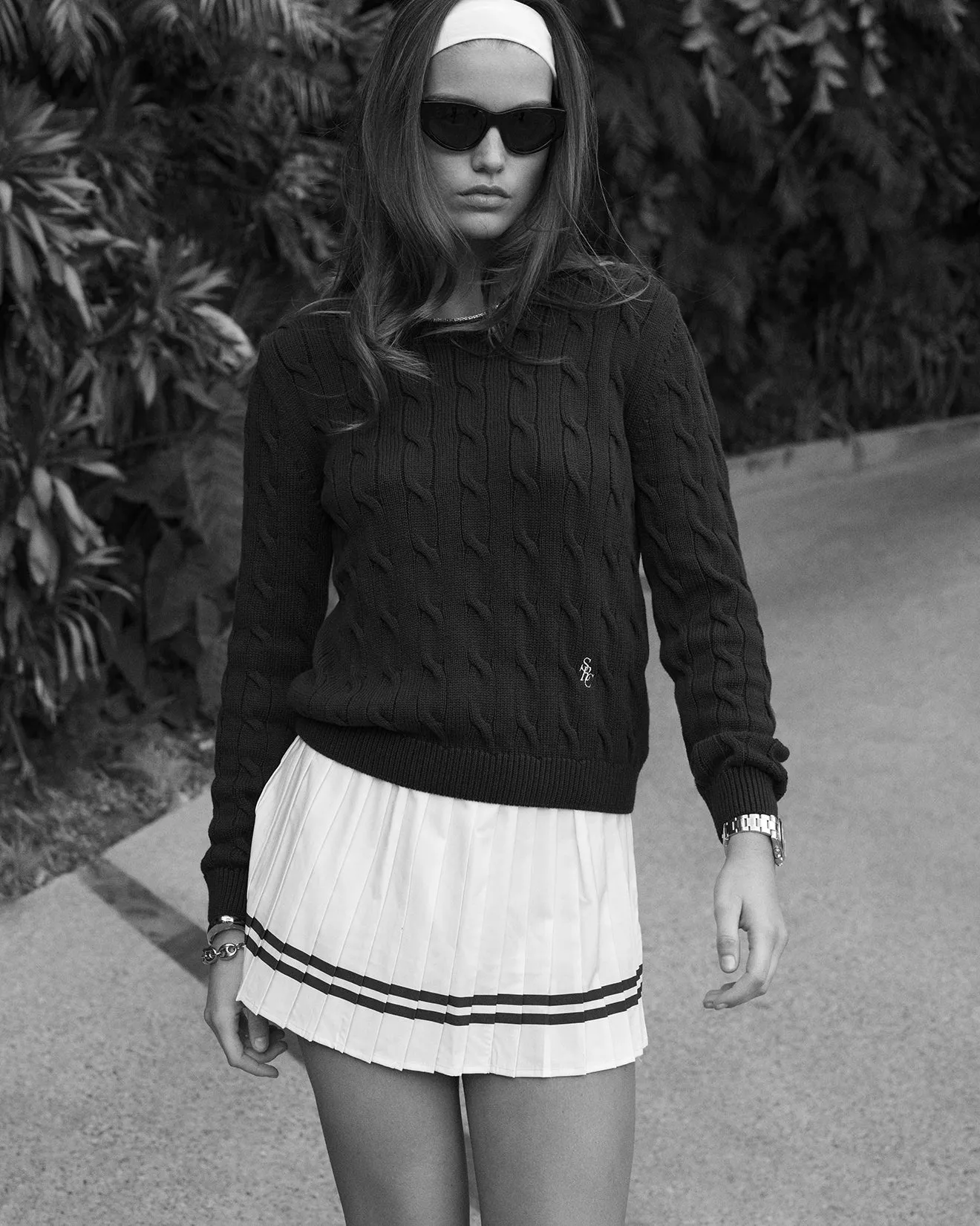 Classic Logo Pleated Skirt - White/French Blue sold by Sporty and Rich product image thumbnail 5