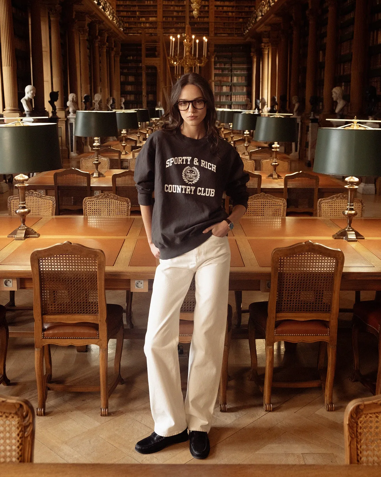 Varsity Crest Crewneck - Faded Black/White sold by Sporty and Rich product image thumbnail 5