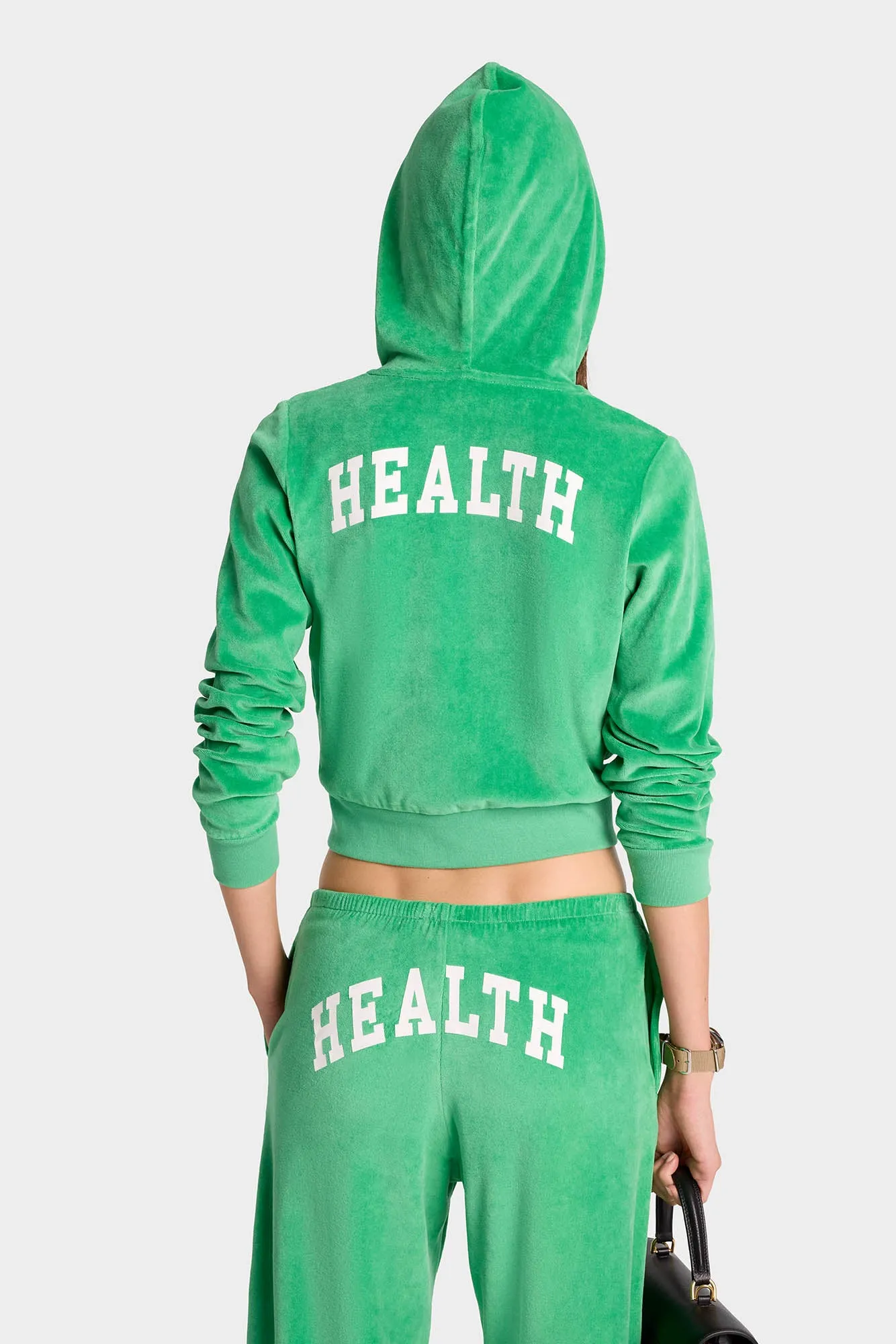 Health Ivy Velour Zipped Hoodie - Verde/White sold by Sporty and Rich product image thumbnail 5