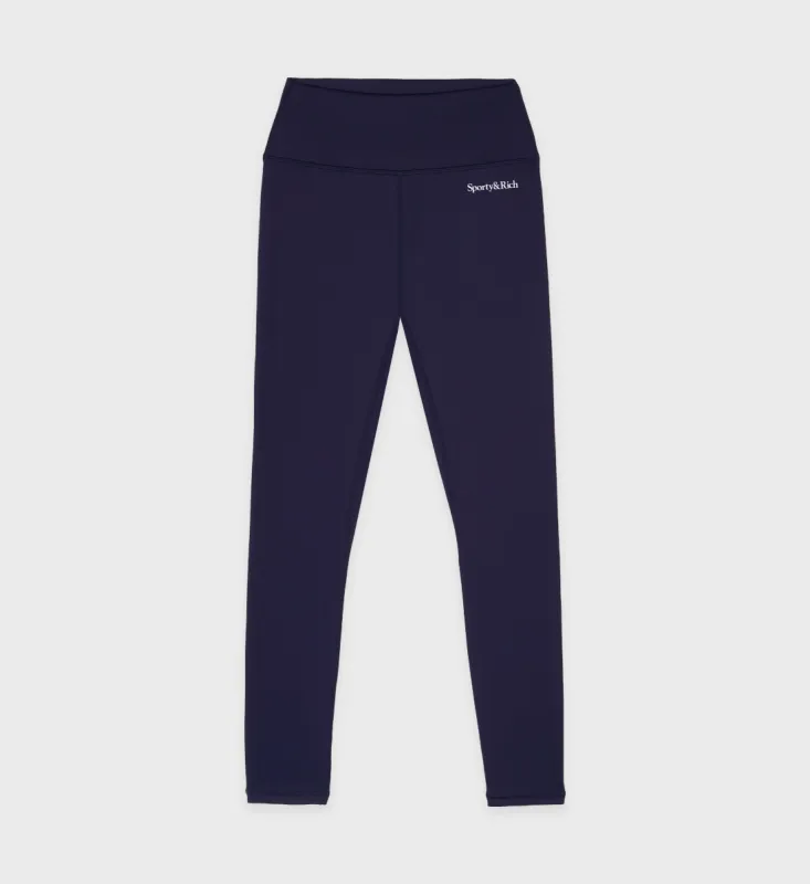 Serif Logo Legging - Navy/White sold by Sporty and Rich