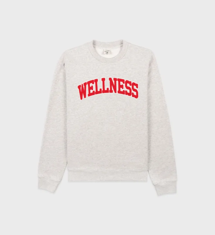 Wellness Ivy Boucle Crewneck - Heather Gray/Sports Red sold by Sporty and Rich