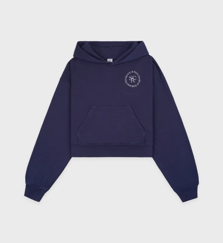 SRHWC Cropped Hoodie - Navy/White sold by Sporty and Rich