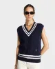 SRC Cableknit Vest - Navy/White sold by Sporty and Rich