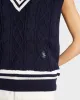 SRC Cableknit Vest - Navy/White sold by Sporty and Rich