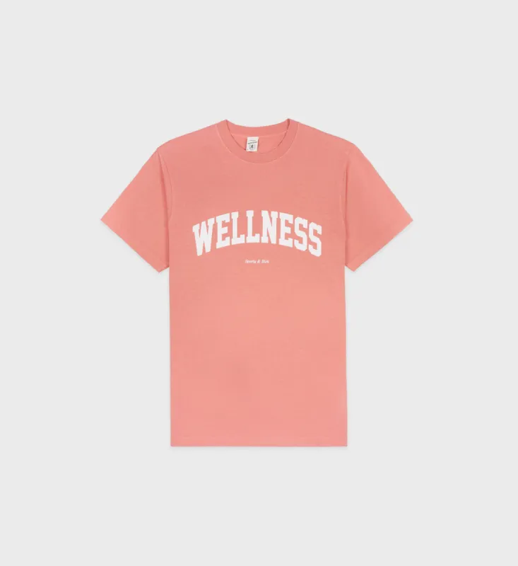 Wellness Ivy T-Shirt - Salmon/White sold by Sporty and Rich