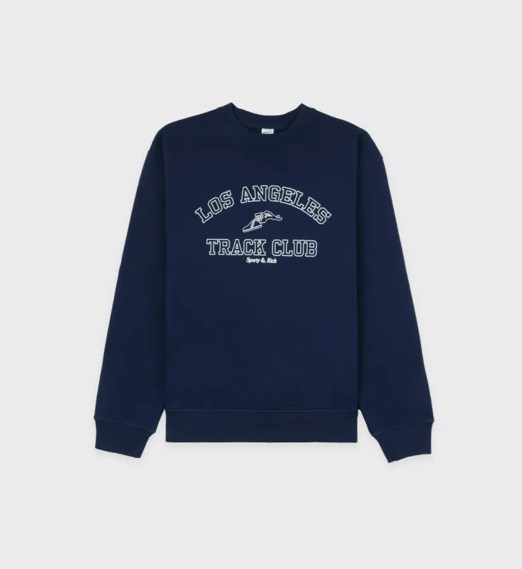 Track Club Crewneck - Navy sold by Sporty and Rich