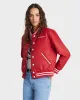 Wellness Club Varsity Jacket - Ruby/White sold by Sporty and Rich