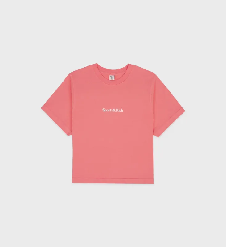 Drink More Water Cropped T-Shirt - Strawberry/White sold by Sporty and Rich