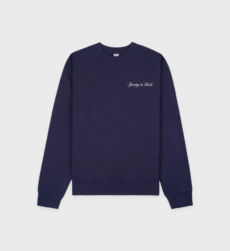 Syracuse Crewneck - Navy/White sold by Sporty and Rich