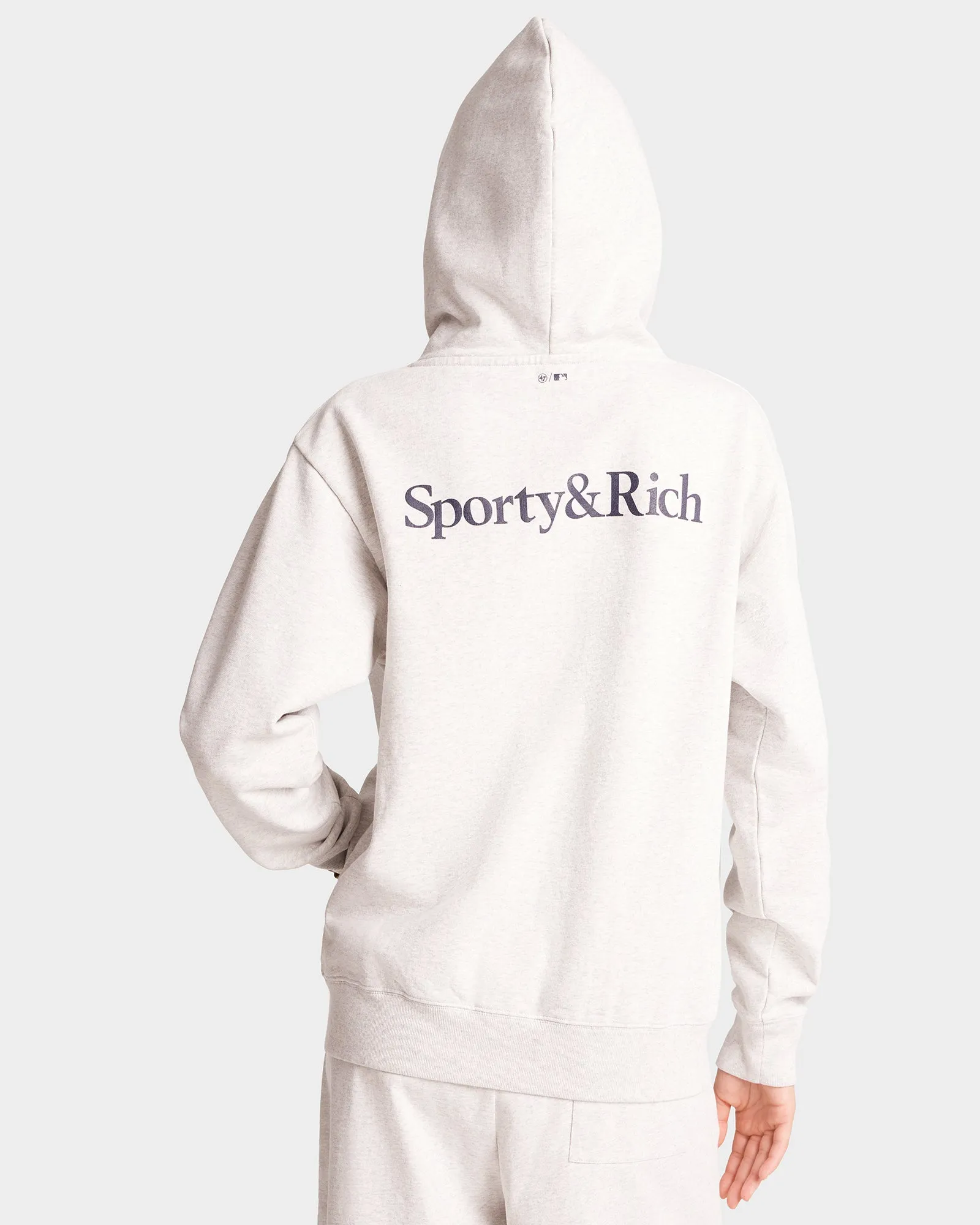 Yankees Serif Zip Hoodie - Heather Gray/Navy sold by Sporty and Rich product image thumbnail 5