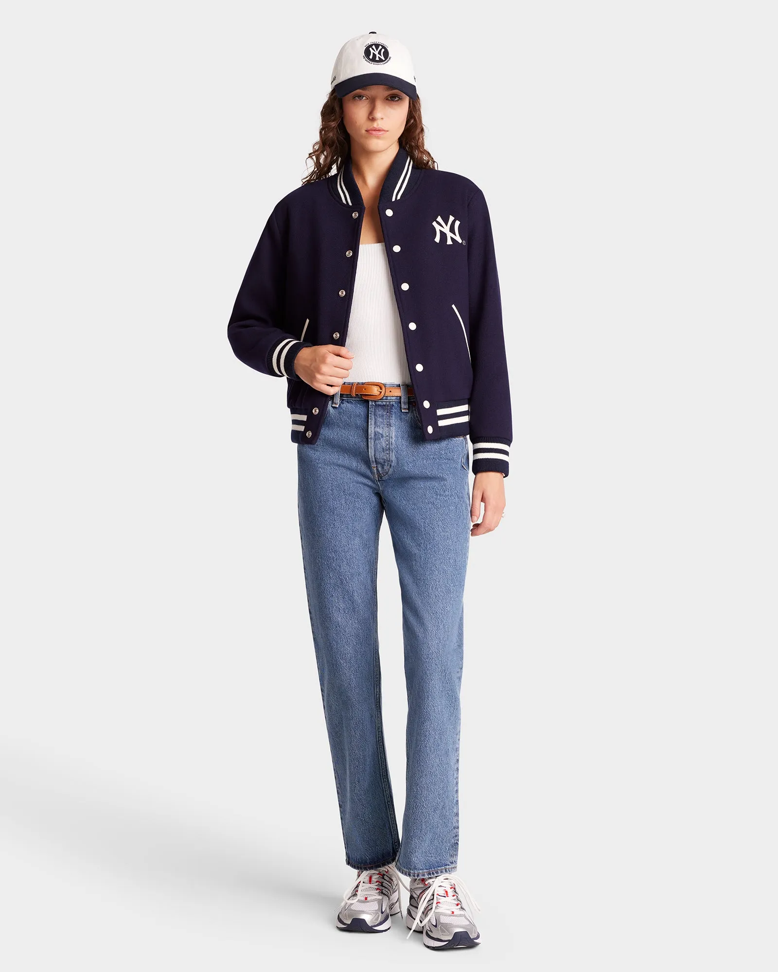 Yankees Serif Varsity Jacket - Navy/White sold by Sporty and Rich product image thumbnail 3