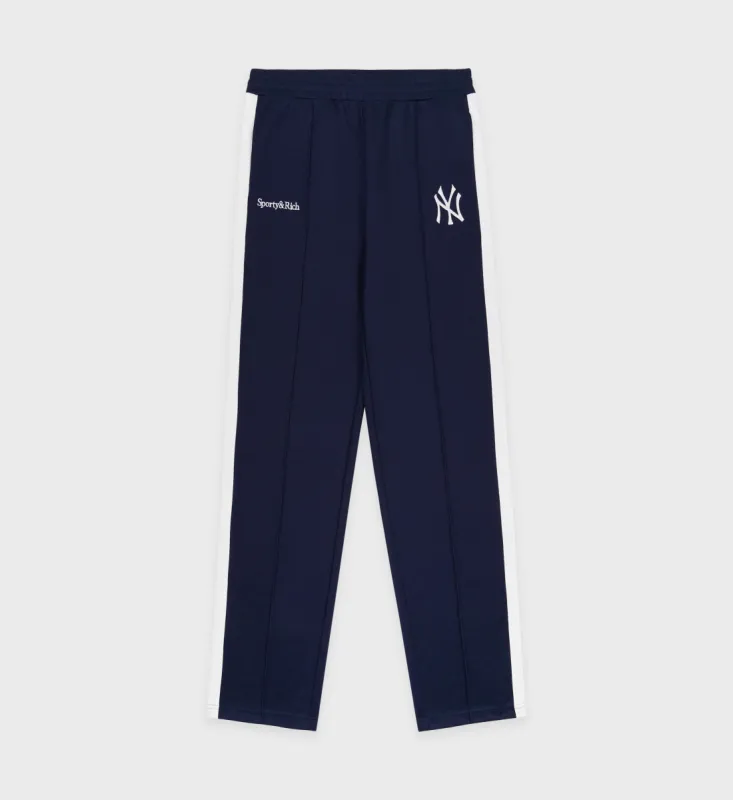 Yankees Serif Track Pants - Navy/White sold by Sporty and Rich