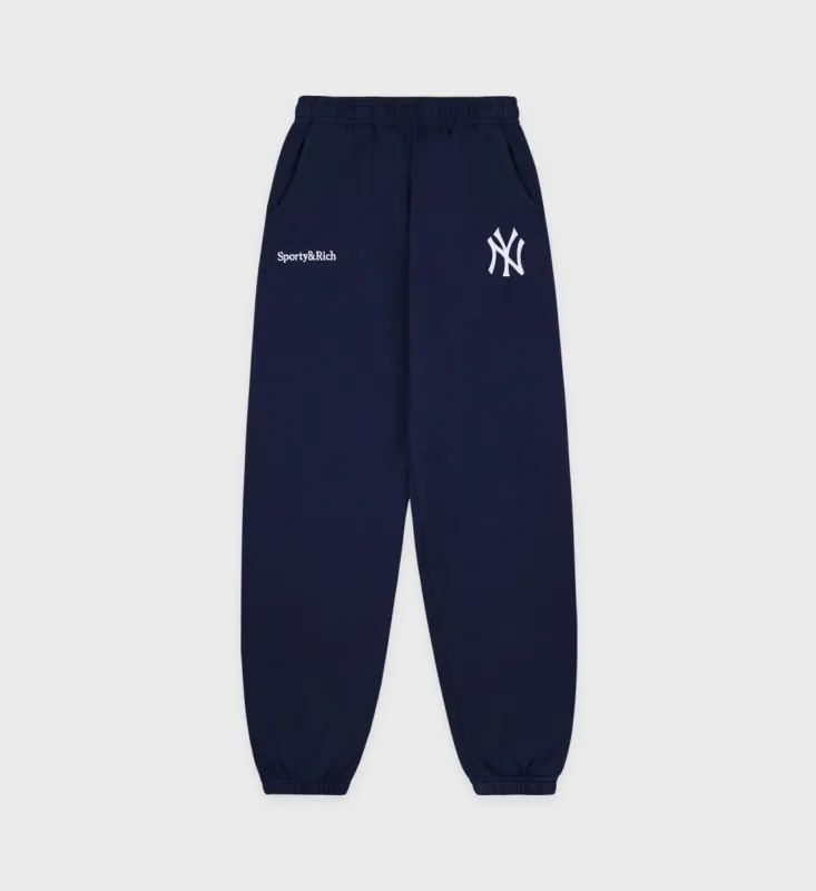 Yankees Serif Sweatpant - Navy/White sold by Sporty and Rich