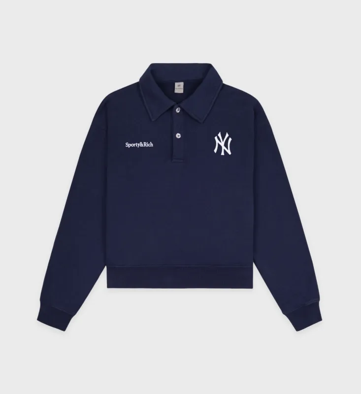 Yankees Serif Polo - Navy/White sold by Sporty and Rich