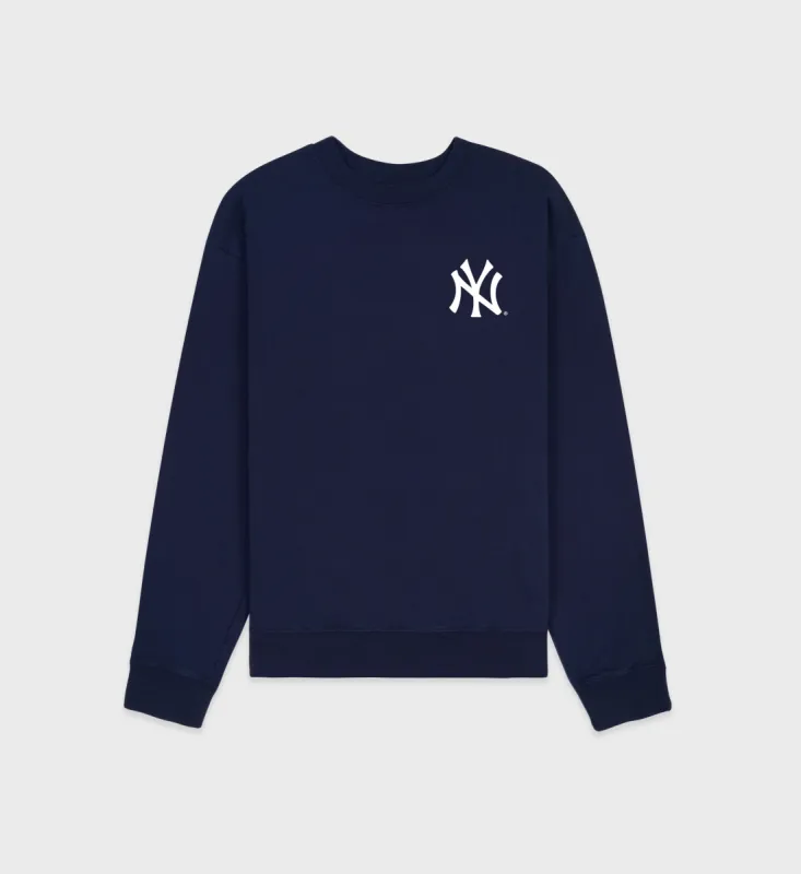 Yankees Serif Crewneck - Navy/White sold by Sporty and Rich