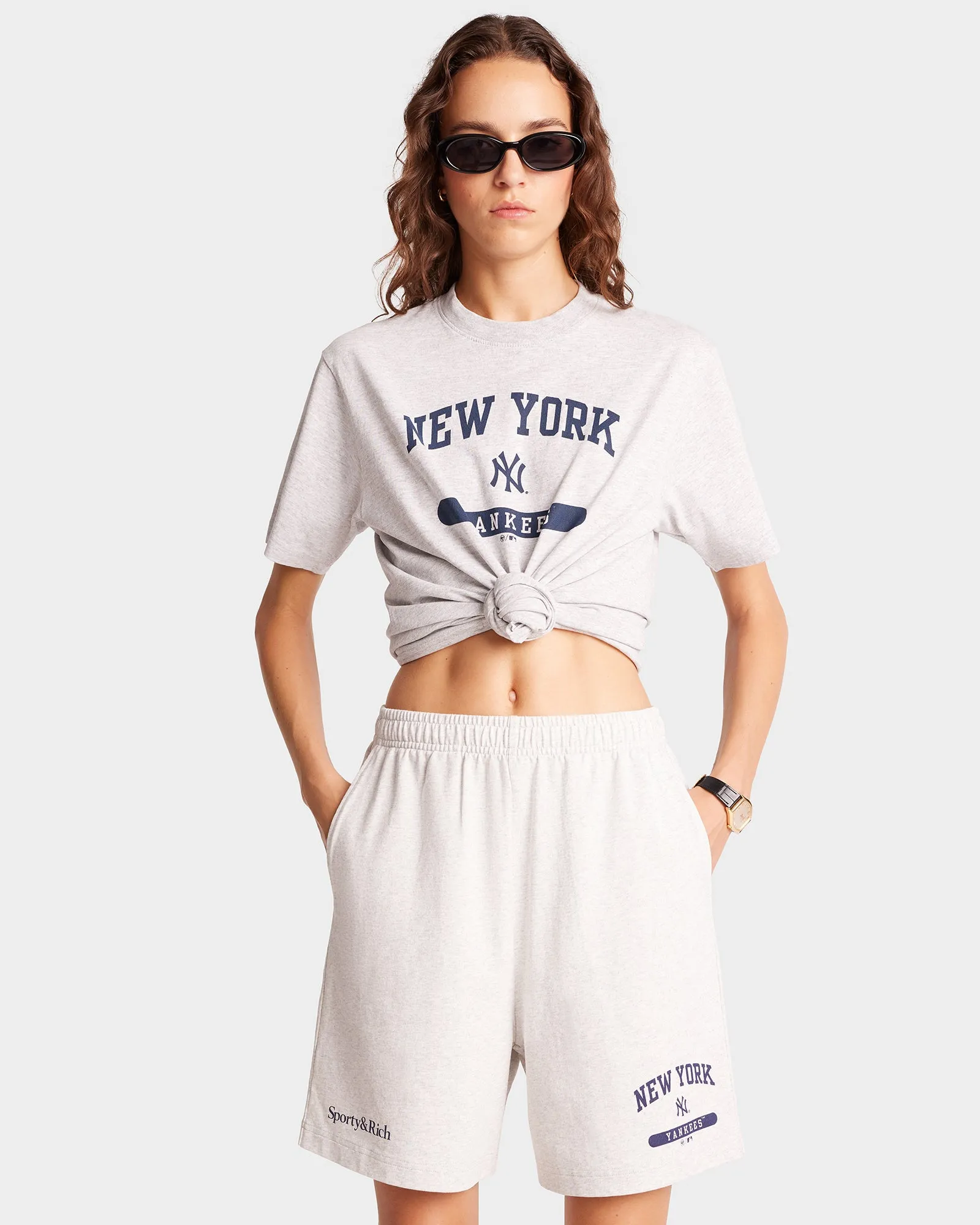 League Gym Short - Heather Gray/Navy sold by Sporty and Rich product image thumbnail 3