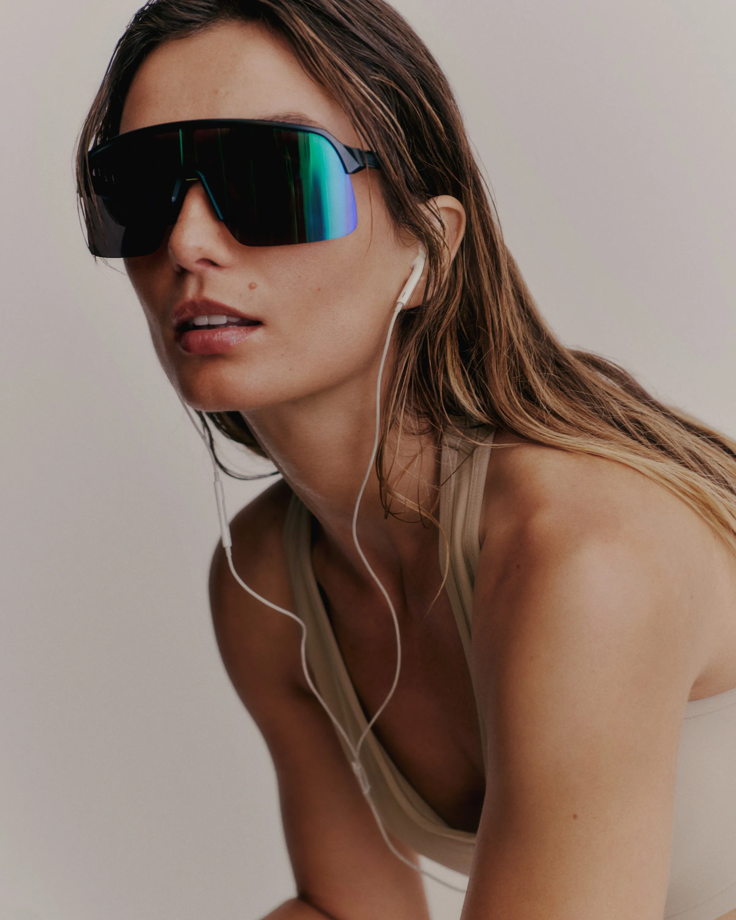 Serif Logo V Neck Sports Bra - Elephant/White sold by Sporty and Rich product image thumbnail 3