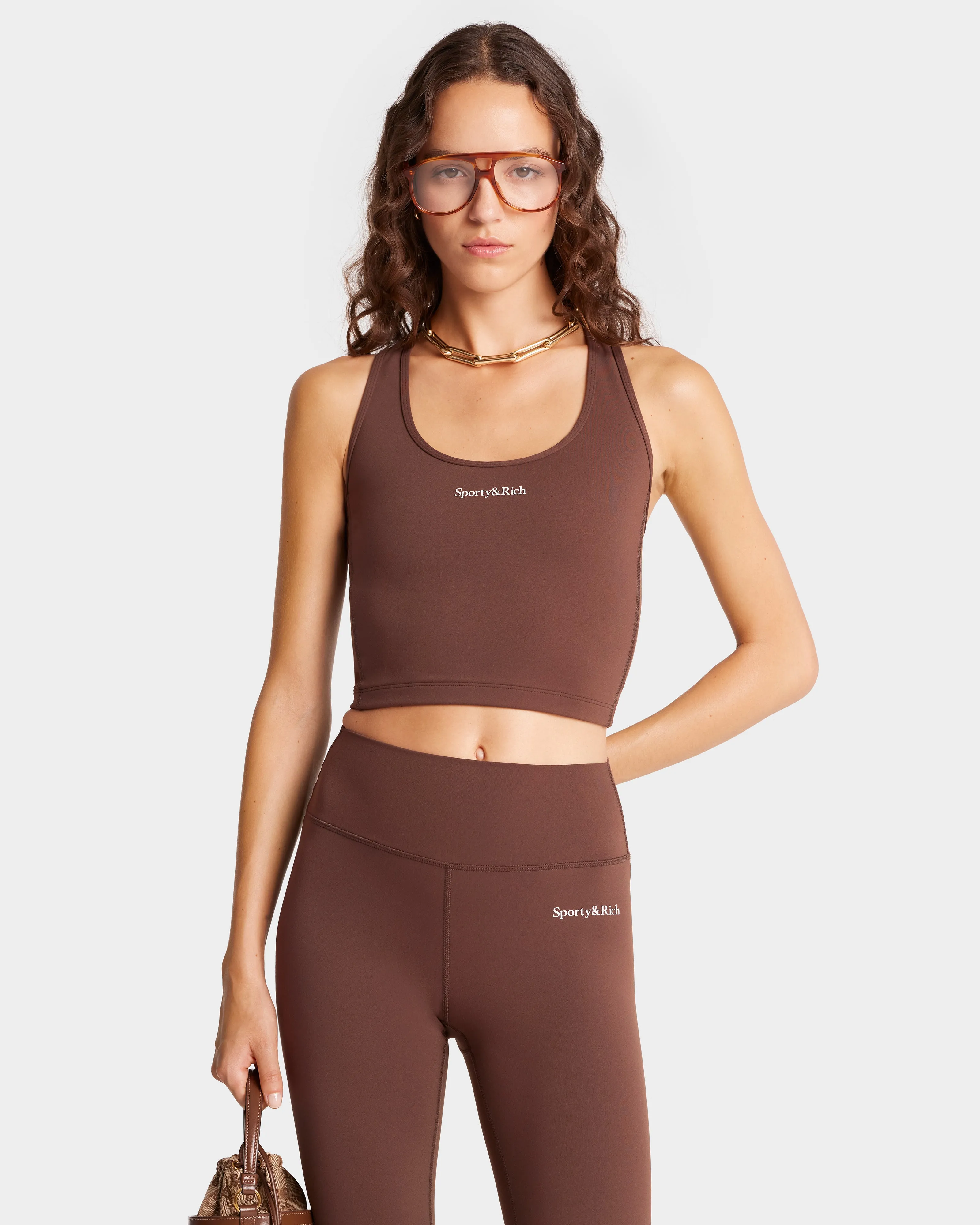 Serif Logo Sports Tank - Chocolate/White sold by Sporty and Rich product image thumbnail 4