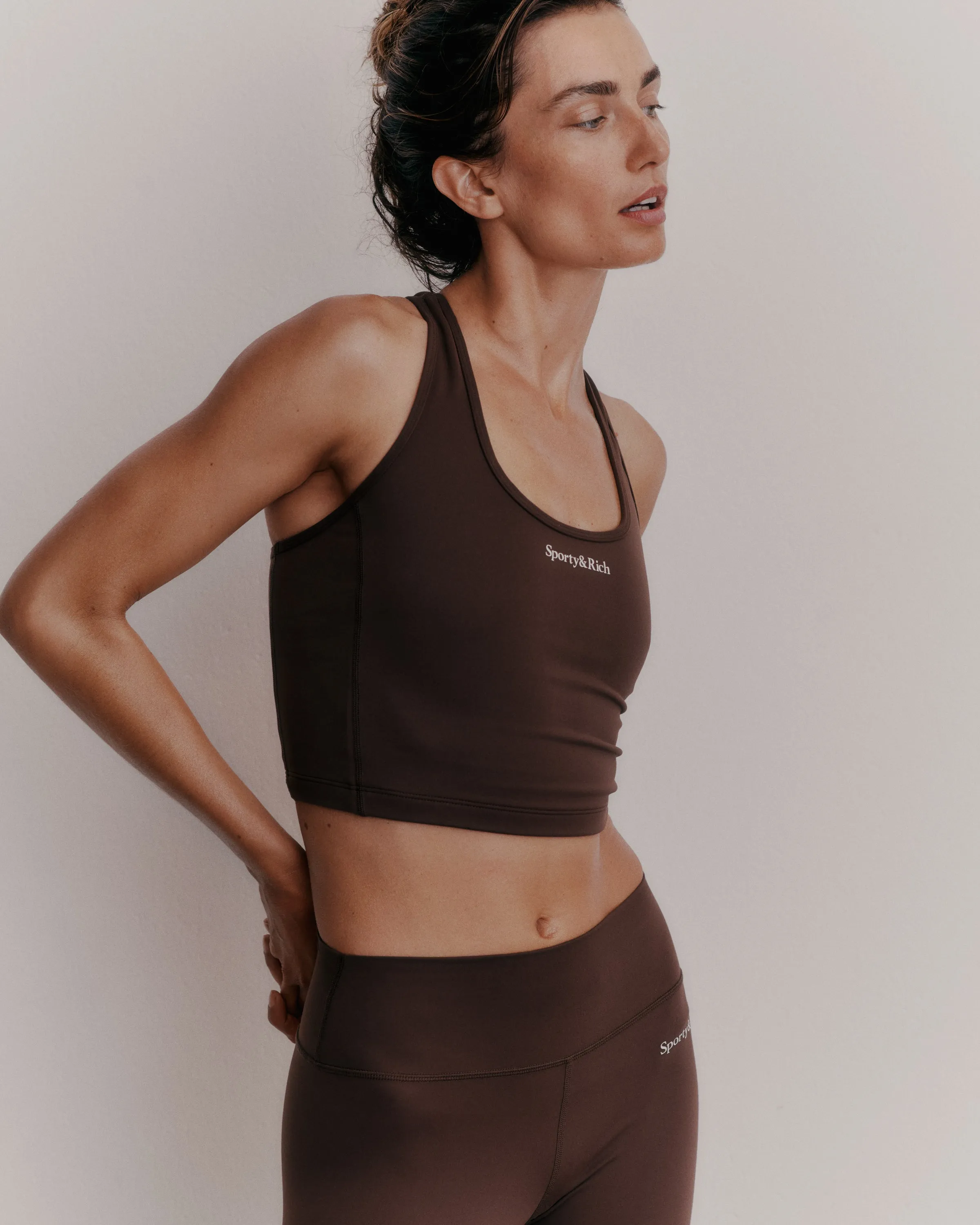 Serif Logo Sports Tank - Chocolate/White sold by Sporty and Rich product image thumbnail 3